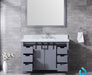 Lexora Marsyas 48" - Dark Grey Single Bathroom Vanity (Options: White Carrara Marble Top, White Square Sink and 44" Mirror w/ Faucet) - Lexora - Ambient Home