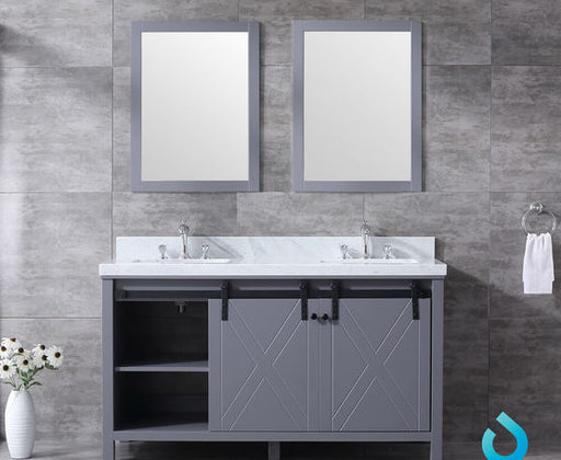 Lexora Marsyas 60" - Dark Grey Double Bathroom Vanity (Options: White Carrara Marble Top, White Square Sinks and 24" Mirrors w/ Faucets) - Lexora - Ambient Home