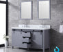 Lexora Marsyas 60" - Dark Grey Double Bathroom Vanity (Options: White Carrara Marble Top, White Square Sinks and 24" Mirrors w/ Faucets) - Lexora - Ambient Home