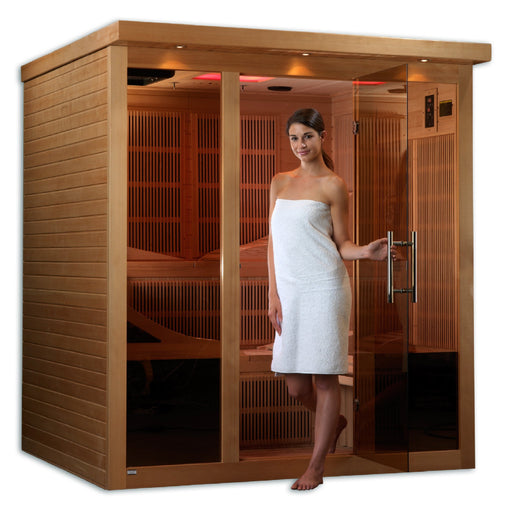 Golden Designs "Monaco Elite" 6-person PureTech™ Near Zero Far Infrared Sauna Canadian Hemlock - Golden Designs - Ambient Home