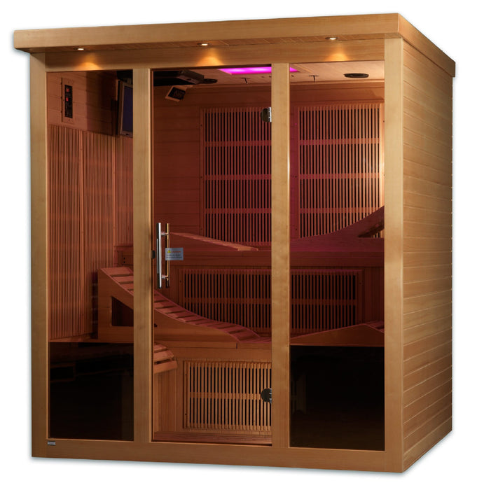 Golden Designs "Monaco Elite" 6-person PureTech™ Near Zero Far Infrared Sauna Canadian Hemlock - Golden Designs - Ambient Home