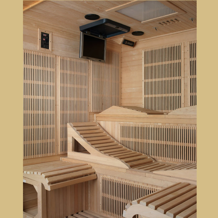 Golden Designs "Monaco Elite" 6-person PureTech™ Near Zero Far Infrared Sauna Canadian Hemlock - Golden Designs - Ambient Home