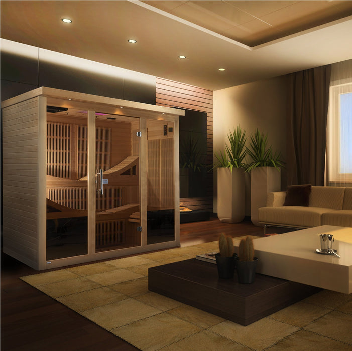 Golden Designs "Monaco Elite" 6-person PureTech™ Near Zero Far Infrared Sauna Canadian Hemlock - Golden Designs - Ambient Home