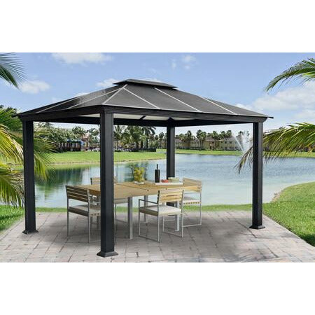 Paragon Outdoor Santa Monica GZ3 11' x 13' Hard Top Gazebo with Rust Free Aluminum Structure, Powder Coated Frame and Twin Layer Aluminum Roof - Paragon Outdoor - Ambient Home