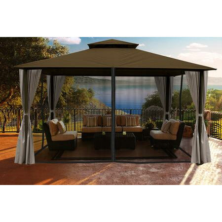 Paragon Outdoor 11' x 14' Gazebo with Roof and Privacy Curtains and Mosquito Netting - Paragon Outdoor - Ambient Home
