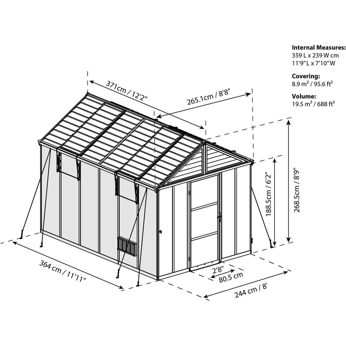 Palram - Canopia Oriana Greenhouse 8' x 12' HG5312 - Palram - Ambient Home