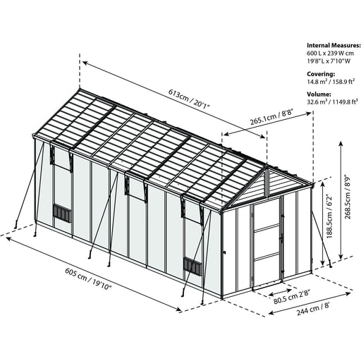 Palram - Canopia Oriana Greenhouse 8' x 20' HG5320 - Palram - Ambient Home