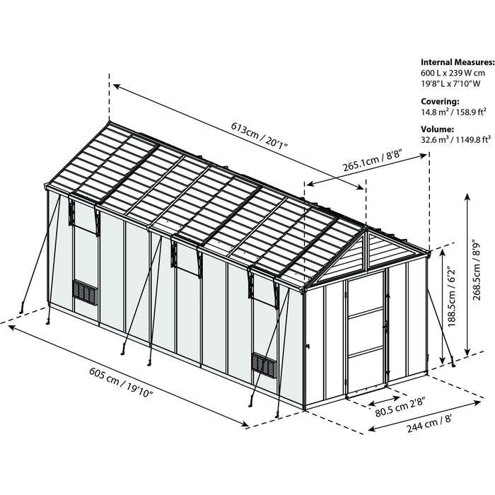 Palram - Canopia Oriana Greenhouse 8' x 20' HG5320 - Palram - Ambient Home
