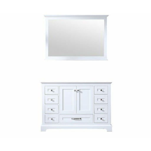 Lexora Dukes 48" - White Single Bathroom Vanity (Options: White Carrara Marble / Quartz Top, White Square Sink and 46" Mirror w/ Faucet) - Lexora - Ambient Home