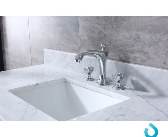 Lexora Dukes 48" - White Single Bathroom Vanity (Options: White Carrara Marble / Quartz Top, White Square Sink and 46" Mirror w/ Faucet) - Lexora - Ambient Home