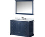 Lexora Dukes 48" - Navy Blue Single Bathroom Vanity (Options: White Carrara Marble / Quartz Top, White Square Sink and 46" Mirror w/ Faucet) - Lexora - Ambient Home