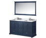 Lexora Dukes 60" - Navy Blue Double Bathroom Vanity (Options: White Carrara Marble / Quartz Top, White Square Sinks and 58" Mirror w/ Faucets) - Lexora - Ambient Home