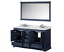 Lexora Dukes 60" - Navy Blue Double Bathroom Vanity (Options: White Carrara Marble / Quartz Top, White Square Sinks and 58" Mirror w/ Faucets) - Lexora - Ambient Home