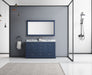 Lexora Dukes 60" - Navy Blue Double Bathroom Vanity (Options: White Carrara Marble / Quartz Top, White Square Sinks and 58" Mirror w/ Faucets) - Lexora - Ambient Home