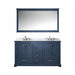 Lexora Dukes 60" - Navy Blue Double Bathroom Vanity (Options: White Carrara Marble / Quartz Top, White Square Sinks and 58" Mirror w/ Faucets) - Lexora - Ambient Home