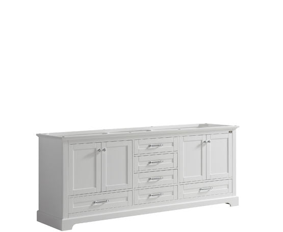 Lexora Dukes 80" - White Double Bathroom Vanity (Options: White Carrara Marble / Quartz Top, White Square Sinks and 30" Mirrors w/ Faucets) - Lexora - Ambient Home