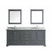 Lexora Dukes 80" - Dark Grey Double Bathroom Vanity (Options: White Carrara Marble / Quartz Top, White Square Sinks and 30" Mirrors w/ Faucets) - Lexora - Ambient Home