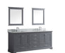 Lexora Dukes 80" - Dark Grey Double Bathroom Vanity (Options: White Carrara Marble / Quartz Top, White Square Sinks and 30" Mirrors w/ Faucets) - Lexora - Ambient Home