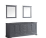 Lexora Dukes 80" - Dark Grey Double Bathroom Vanity (Options: White Carrara Marble / Quartz Top, White Square Sinks and 30" Mirrors w/ Faucets) - Lexora - Ambient Home