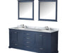 Lexora Dukes 80" - Navy Blue Double Bathroom Vanity (Options: White Carrara Marble / Quartz Top, White Square Sinks and 30" Mirrors w/ Faucets) - Lexora - Ambient Home