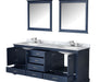 Lexora Dukes 80" - Navy Blue Double Bathroom Vanity (Options: White Carrara Marble / Quartz Top, White Square Sinks and 30" Mirrors w/ Faucets) - Lexora - Ambient Home