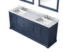 Lexora Dukes 80" - Navy Blue Double Bathroom Vanity (Options: White Carrara Marble / Quartz Top, White Square Sinks and 30" Mirrors w/ Faucets) - Lexora - Ambient Home