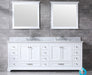 Lexora Dukes 84" - White Double Bathroom Vanity (Options: White Carrara Marble / Quartz Top, White Square Sinks and 34" Mirrors w/ Faucets) - Lexora - Ambient Home