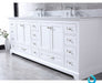 Lexora Dukes 84" - White Double Bathroom Vanity (Options: White Carrara Marble / Quartz Top, White Square Sinks and 34" Mirrors w/ Faucets) - Lexora - Ambient Home