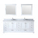 Lexora Dukes 84" - White Double Bathroom Vanity (Options: White Carrara Marble / Quartz Top, White Square Sinks and 34" Mirrors w/ Faucets) - Lexora - Ambient Home