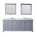 Lexora Dukes 84"-  Dark Grey Double Bathroom Vanity (Options: White Carrara Marble / Quartz Top, White Square Sinks and 34" Mirrors w/ Faucets) - Lexora - Ambient Home