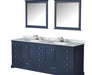 Lexora Dukes 84" - Navy Blue Double Bathroom Vanity (Options: White Carrara Marble / Quartz Top, White Square Sinks and 34" Mirrors w/ Faucets) - Lexora - Ambient Home