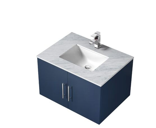 Lexora Geneva 30" - Navy Blue Single Bathroom Vanity (Options: White Carrara Marble Top, White Square Sink and 30" LED Mirror w/ Faucet) - Lexora - Ambient Home