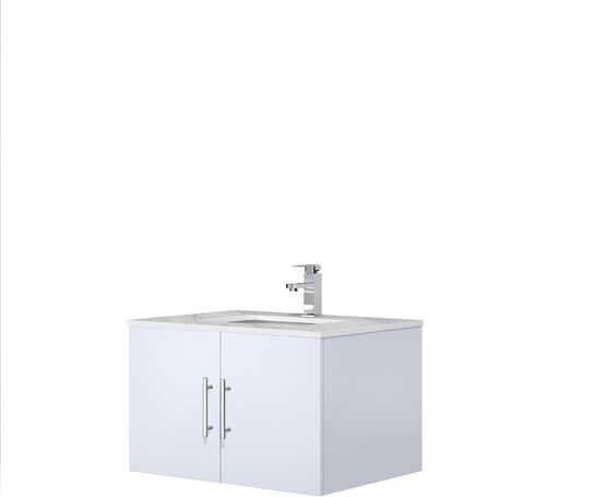 Lexora Geneva 30" - Glossy White Single Bathroom Vanity (Options: White Carrara Marble Top, White Square Sink and 30" LED Mirror w/ Faucet) - Lexora - Ambient Home