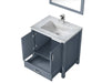 Lexora Jacques 30" - Dark Grey Single Bathroom Vanity (Options: White Carrara Marble Top, White Square Sink and 28" Mirror w/ Faucet) - Lexora - Ambient Home