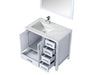 Lexora Jacques 36" - White Single Bathroom Vanity (Options: White Carrara Marble Top, White Square Sink and 34" Mirror w/ Faucet - Left Version) - Lexora - Ambient Home