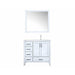 Lexora Jacques 36" - White Single Bathroom Vanity (Options: White Carrara Marble Top, White Square Sink and 34" Mirror w/ Faucet - Right Version) - Lexora - Ambient Home