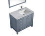 Lexora Jacques 36" - Dark Grey Single Bathroom Vanity (Options: White Carrara Marble Top, White Square Sink and 34" Mirror w/ Faucet - Right Version) - Lexora - Ambient Home