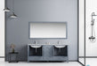 Lexora Jacques 72" - Dark Grey Double Bathroom Vanity (Options: White Carrara Marble Top, White Square Sinks and 70" Mirror w/ Faucets) - Lexora - Ambient Home