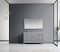 Lexora Jacques 60" - Distressed Grey Double Bathroom Vanity (Options: White Carrara Marble Top, White Square Sinks and 58" Mirror w/ Faucets) - Lexora - Ambient Home