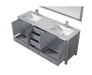 Lexora Jacques 72" - Distressed Grey Double Bathroom Vanity (Options: White Carrara Marble Top, White Square Sinks and 70" Mirror w/ Faucets) - Lexora - Ambient Home