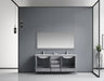 Lexora Jacques 72" - Distressed Grey Double Bathroom Vanity (Options: White Carrara Marble Top, White Square Sinks and 70" Mirror w/ Faucets) - Lexora - Ambient Home