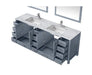 Lexora Jacques 84" - Dark Grey Double Bathroom Vanity (Options: White Carrara Marble Top, White Square Sinks and 34" Mirrors w/ Faucets) - Lexora - Ambient Home