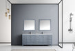 Lexora Jacques 84" - Dark Grey Double Bathroom Vanity (Options: White Carrara Marble Top, White Square Sinks and 34" Mirrors w/ Faucets) - Lexora - Ambient Home