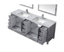 Lexora Jacques 84" - Distressed Grey Double Bathroom Vanity (Options: White Carrara Marble Top, White Square Sinks and 34" Mirrors w/ Faucets) - Lexora - Ambient Home