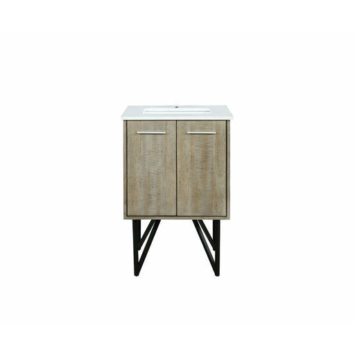 Lexora Lancy 24" Rustic Acacia Bathroom Vanity, White Quartz Top, and White Square Sink - Lexora - Ambient Home