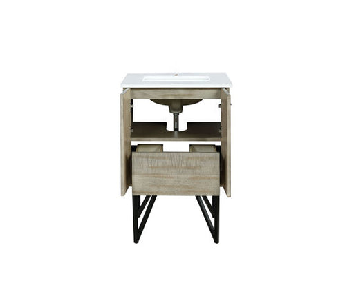 Lexora Lancy 24" Rustic Acacia Bathroom Vanity, White Quartz Top, and White Square Sink - Lexora - Ambient Home