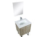 Lexora Lancy 24" Rustic Acacia Bathroom Vanity, White Quartz Top, White Square Sink, Labaro Brushed Nickel Faucet Set, and 18" Frameless Mirror - Lexora - Ambient Home