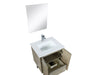 Lexora Lancy 24" Rustic Acacia Bathroom Vanity, White Quartz Top, White Square Sink, Labaro Brushed Nickel Faucet Set, and 18" Frameless Mirror - Lexora - Ambient Home