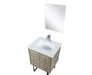 Lexora Lancy 24" Rustic Acacia Bathroom Vanity, White Quartz Top, White Square Sink, Labaro Brushed Nickel Faucet Set, and 18" Frameless Mirror - Lexora - Ambient Home