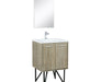 Lexora Lancy 24" Rustic Acacia Bathroom Vanity, White Quartz Top, White Square Sink, Labaro Brushed Nickel Faucet Set, and 18" Frameless Mirror - Lexora - Ambient Home